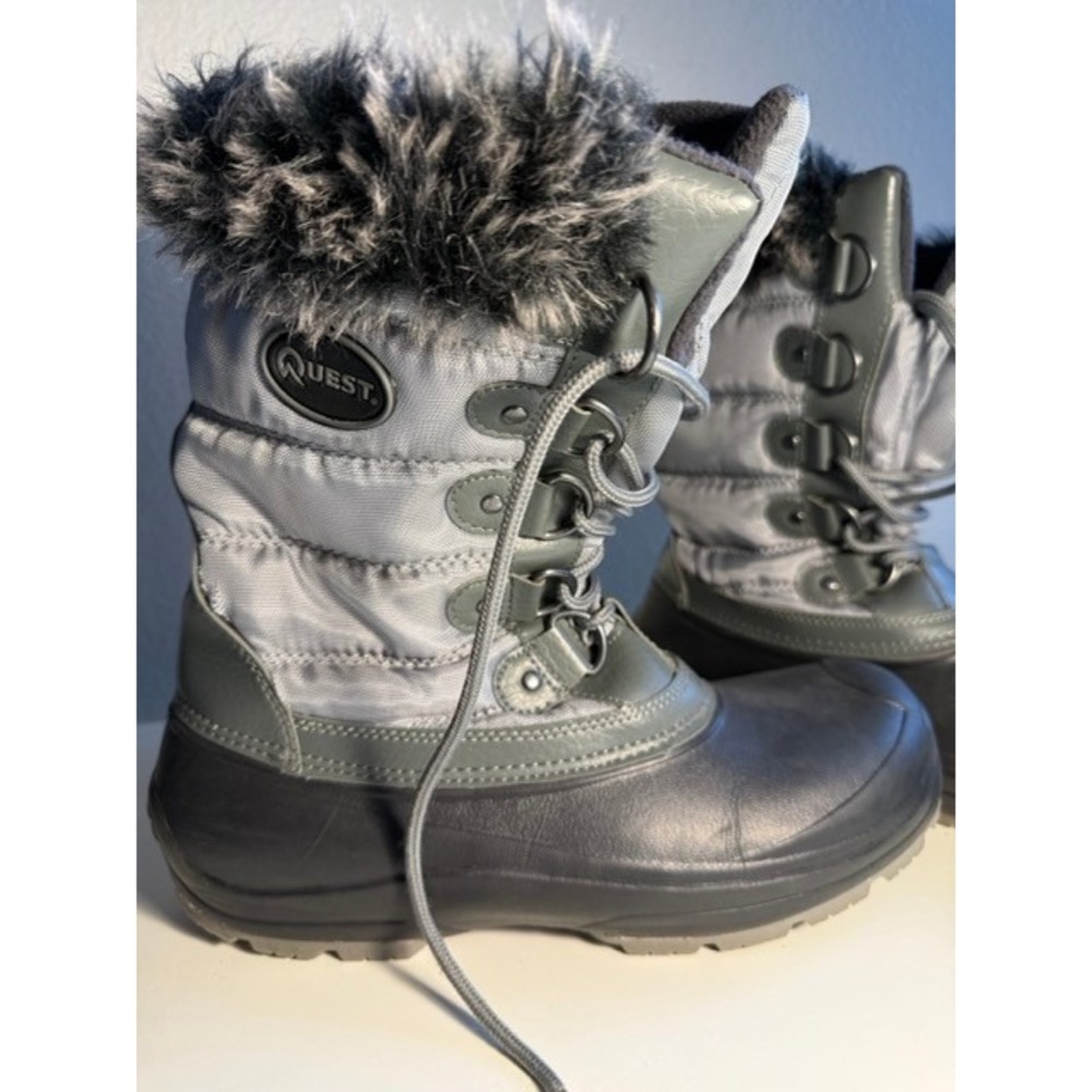 Quest Arctic Blast Grey Black Thinsulate Faux Fur Winter Snow Boots Womens 10